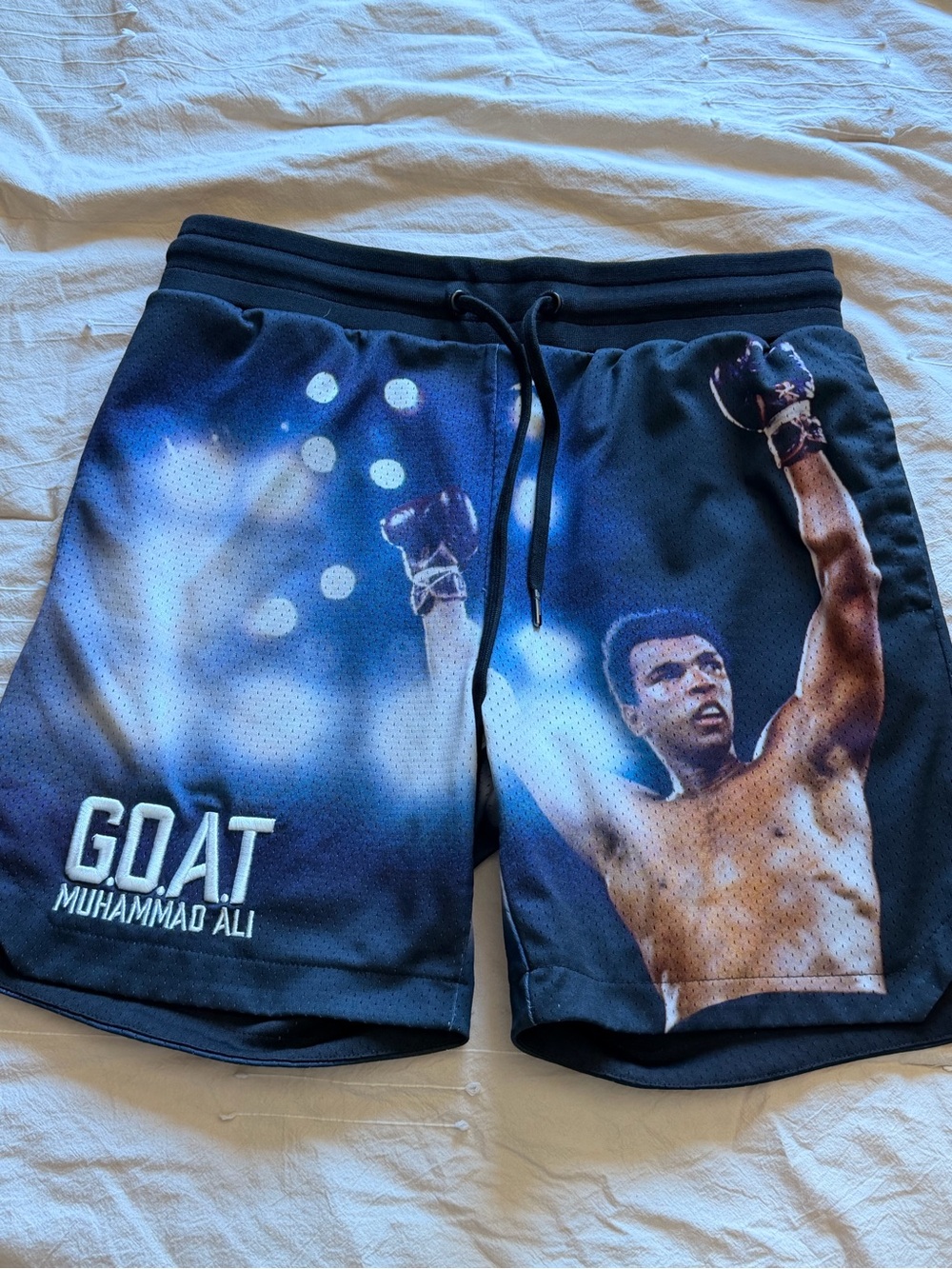 Black Graphic Men’s Athletic Shorts - Muhammad Ali GOAT Print